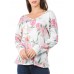 Women V-neck Backless Long Sleeve Floral Print Blouse