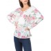 Women V-neck Backless Long Sleeve Floral Print Blouse