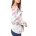 Women V-neck Backless Long Sleeve Floral Print Blouse