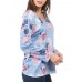 Women V-neck Backless Long Sleeve Floral Print Blouse