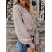 Women Casual Solid Color Elastic Waist V-Neck Blouse
