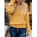 Women Casual Solid Color Elastic Waist V-Neck Blouse