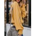 Women Casual Solid Color Elastic Waist V-Neck Blouse