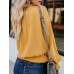 Women Casual Solid Color Elastic Waist V-Neck Blouse