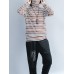 Casual Women Long Sleeve Striped Turtleneck Cotton T-shirt