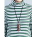 Casual Women Long Sleeve Striped Turtleneck Cotton T-shirt