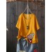 Women Cartoon Embroidery Cotton Short Sleeve T-Shirts