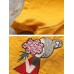 Women Cartoon Embroidery Cotton Short Sleeve T-Shirts