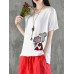 Women Cartoon Embroidery Cotton Short Sleeve T-Shirts
