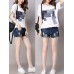 Casual Women Cotton Linen Short Sleeve O-Neck Tops
