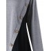 Women Casual Button O-neck Patchwork Long Sleeve T-shirts