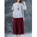 Women Striped O-neck Loose Casual Blouse