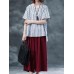 Women Striped O-neck Loose Casual Blouse