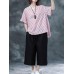 Women Striped O-neck Loose Casual Blouse