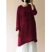 Celmia Women Vintage Cotton Linen Long Sleeve Loose Blouse