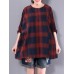 Casual Loose Plaid Long Sleeve Women Pleated Blouse