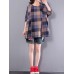 Casual Loose Plaid Long Sleeve Women Pleated Blouse