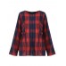 Casual Loose Plaid Long Sleeve Women Pleated Blouse