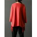 Casual Women Solid Color Scoop Neck Tassel Loose Blouse