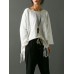 Casual Women Solid Color Scoop Neck Tassel Loose Blouse