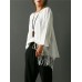 Casual Women Solid Color Scoop Neck Tassel Loose Blouse