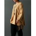 Casual Women Solid Color Scoop Neck Tassel Loose Blouse