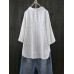 Women Stripe Retro Buttons Turn Down Collar Blouse Shirt