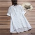 Floral Embroidery V Neck Short Sleeve Irregular Blouse
