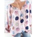 Casual Women Dots Printed Adjustable Long Sleeve Blouse