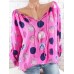 Casual Women Dots Printed Adjustable Long Sleeve Blouse