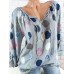 Casual Women Dots Printed Adjustable Long Sleeve Blouse