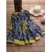 Vintage Long Sleeve Floral Print V-neck Patchwork Blouse