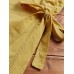 Women Short Sleeve Crew Neck Side Split Hem Cotton Blouse