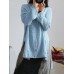 Women Retro Long Sleeve Loose Split Linen Cotton Baggy Blouse