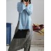 Women Retro Long Sleeve Loose Split Linen Cotton Baggy Blouse