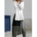 Women Retro Long Sleeve Loose Split Linen Cotton Baggy Blouse