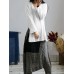 Women Retro Long Sleeve Loose Split Linen Cotton Baggy Blouse