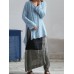 Women Retro Long Sleeve Loose Split Linen Cotton Baggy Blouse