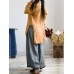 Women Retro Long Sleeve Loose Split Linen Cotton Baggy Blouse