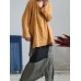 Women Retro Long Sleeve Loose Split Linen Cotton Baggy Blouse