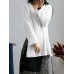 Women Retro Long Sleeve Loose Split Linen Cotton Baggy Blouse