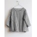 Women Crew Neck 3/4 Sleeve Casual Cotton Striped Blouse
