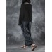 Casual Women Cotton Loose -V-Neck Cross Frenulum Irregular Hem Long Sleeve Blouse