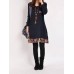 Casual Women Long Sleeve O-Neck Layer Floral Patchwork Dress