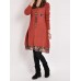 Casual Women Long Sleeve O-Neck Layer Floral Patchwork Dress