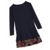 Casual Women Long Sleeve O-Neck Layer Floral Patchwork Dress