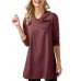 Women Pure Color Buttons Turtleneck Long Sleeve Blouse Women Pure Color Buttons Turtleneck Long Sleeve Blouse