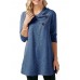 Women Pure Color Buttons Turtleneck Long Sleeve Blouse Women Pure Color Buttons Turtleneck Long Sleeve Blouse