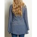 Women Casual O-neck Bell Sleeve Solid Vintage Blouse