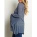 Women Casual O-neck Bell Sleeve Solid Vintage Blouse
